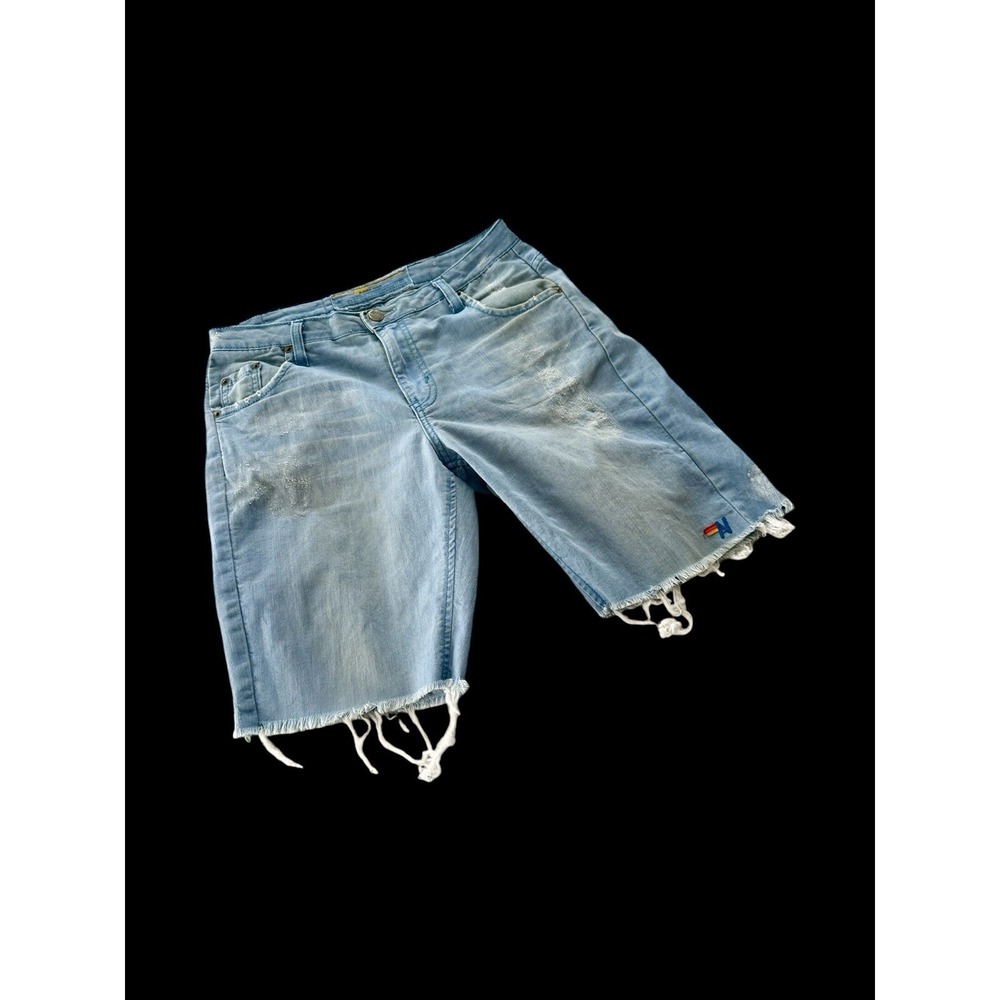 Aviator Nation Cali Lover Low Rise Denim Jean Short Blue Rainbow Sz 29 - Picture 7 of 12